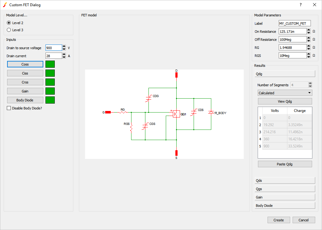 custom mosfet dialog