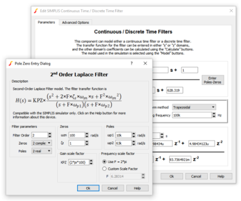 SIMPLIS filter Pole-Zero Entry